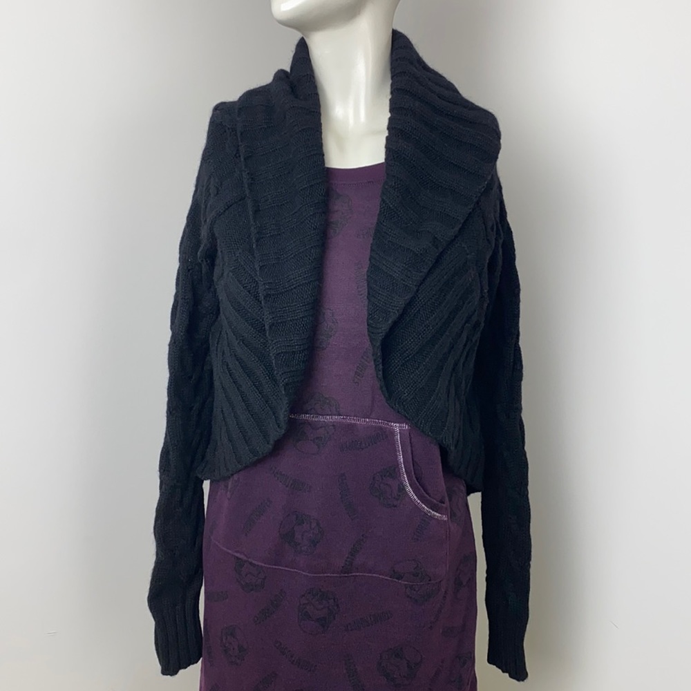 Vince Black Wool/Cashmere/Alpaca Shawl Collar Textured Cardigan Size XS